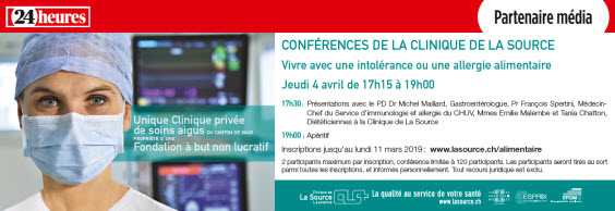 Annonce 24H  Intolérances et allergies alimentaires Clinique de La Source